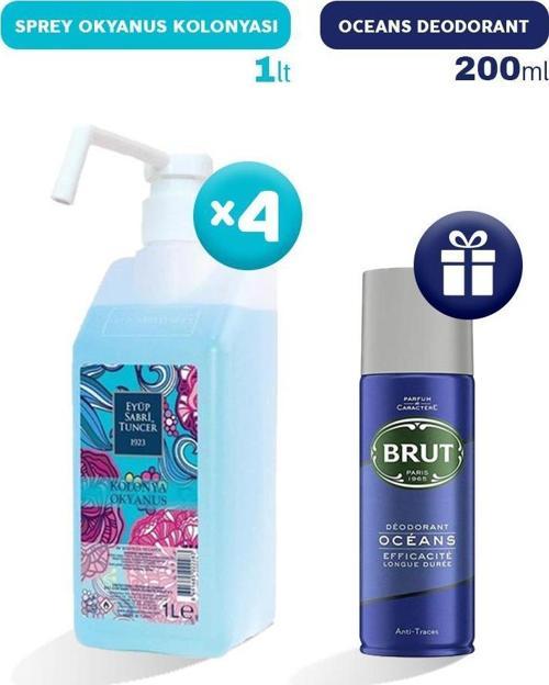 Sprey Okyanus Kolonyası 1 lt x 4, Erkek Deodorant Hediyeli
