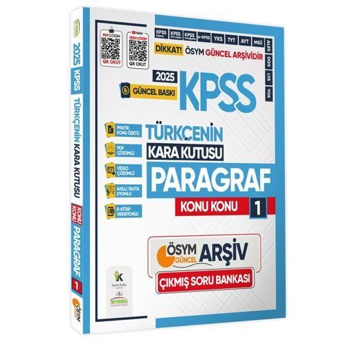 2025 KPSS  Türkçenin Kara Kutusu PARAGRAF 1 KONU KONU ÖSYM Çıkmış Soru Bankası Video/PDF Çözümlü