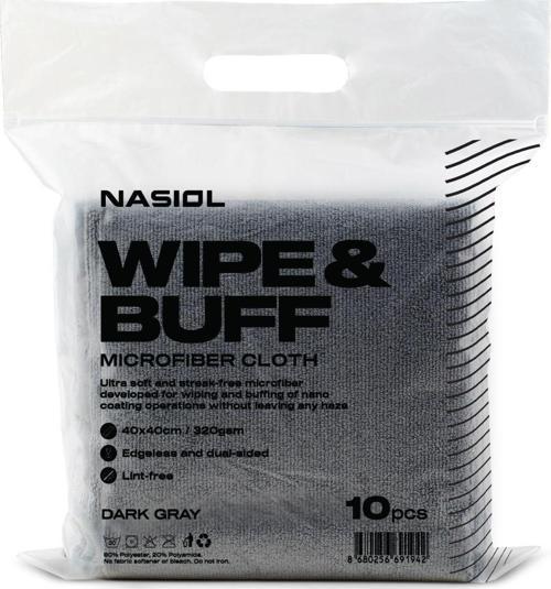 Wipe&Buff Mikrofiber Seramik Kaplama Detailing Bezi 10'Lu-K.Gri-Temizlik Bezi-40X40Cm-320Gsm
