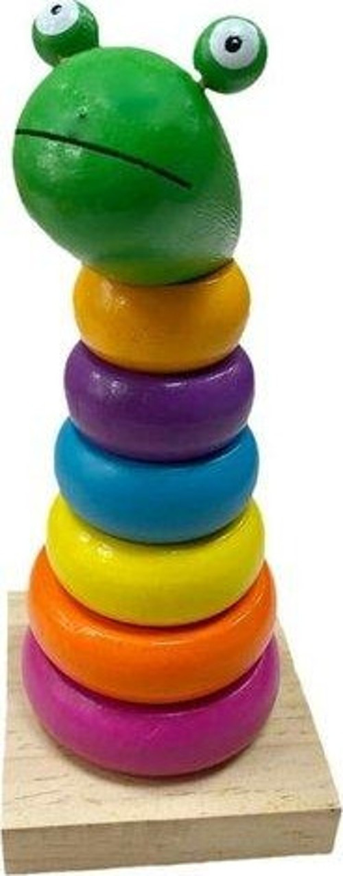 Ahşap Oyuncak 7 Renk Figürlü Kule Halka Dizme Oyunu
