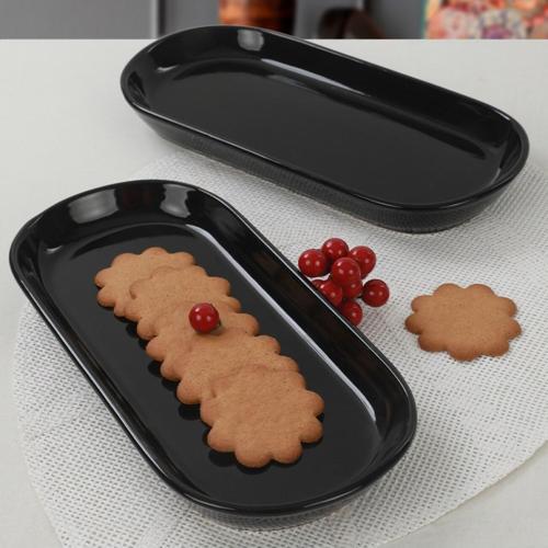 Siyah Noyan Kayık Tabak 2 Adet 26 Cm