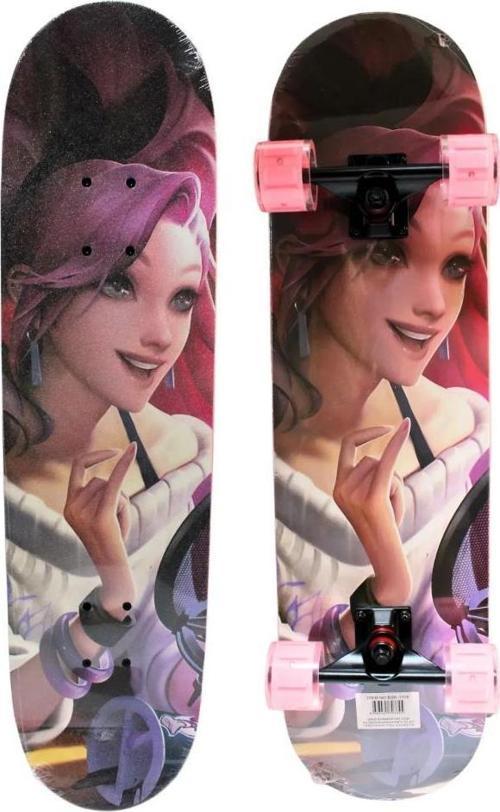 Işıklı Silikon Teker Desenli Kaykay 78 cm Anime Kızı BSK-3114