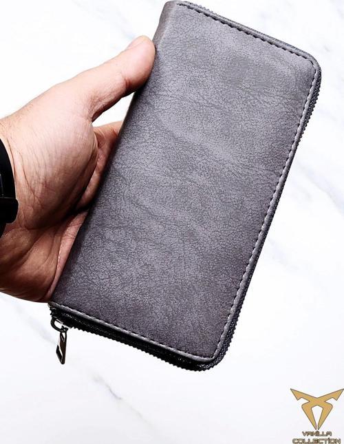 Xclub Model Unisex Telefon Bölmeli Deri Portföy Kartlık Uzun Cüzdan CRAZY GRİ