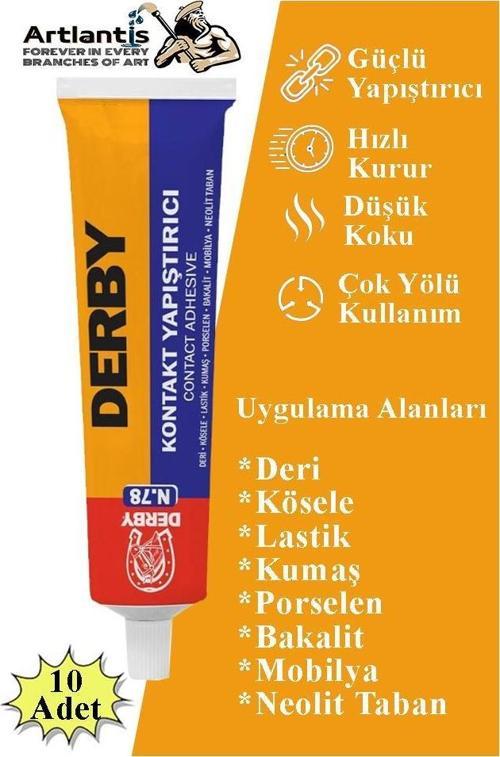 Yapıştırıcı 40 gr Tüp 10 Adet Kontakt Sıvı Yapıştırıcı Deri Kösele Lastik Kumaş Porselen Mobilya Yapıştırıcı