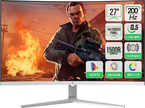Vivid T50 27'' 1500R Curved Rgb Beyaz 200Hz 0.5ms Fhd 2X2W Speaker Va Gaming Monitör