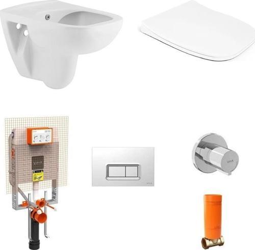 Seramiksan Petite Kanalsız Rim-Out Asma Klozet + Yavaş Kapanır Kapak + VitrA Gömme Rezervuar