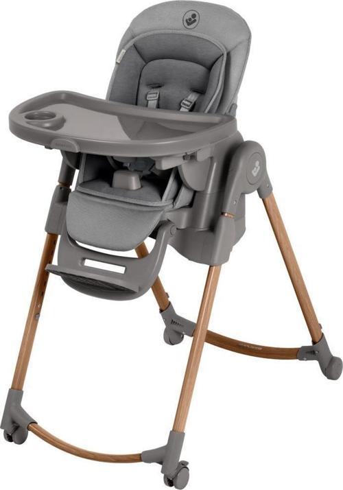 Minla Plus 6'sı Bir Arada Ahşap Görünümlü 4 Tekerlekli Mama Sandalyesi Elegance Graphite