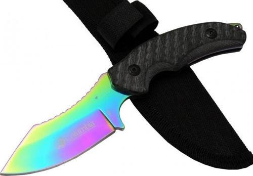 156A Renkli Gökkuşağı Kamp Çakı Bıçağı 19 cm - Kılıflı