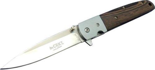 CRKT CR 0150 Kamp Çakı 20,5 cm - Ahşap Saplı, Yarım Otomatik, Kılıflı, Kutulu