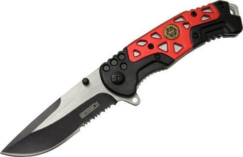 Lanmark MX10B Kırmızı Testereli Outdoor Çakı 21 cm - Otomatik, Perçinli