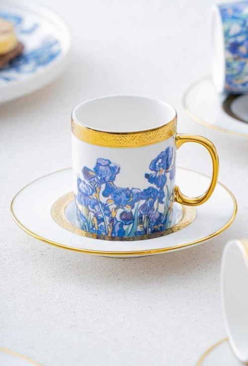 HXF-06860 Lanthe Lone Mavi 6lı Kahve Fincanı Takımı