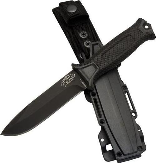 Tiger Tactical HTM 1041 A Siyah Outdoor / Survival Bıçak 27cm - Kauçuk Sap, Kılıflı, Kutulu