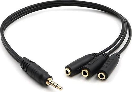 KULAKLIK ÇOKLAYICI 3.5 MM ERKEK X 1 / 3 STEREO DİŞİ X 3  - 30 CM Y KABLO