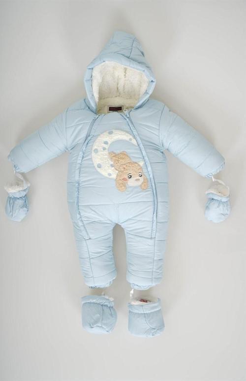 ERKEK BEBEK AY AYICIK MODELLİ İÇİ KÜRKLÜ ELDİVEN PATİKLİ ASTRONOT TULUM MONT