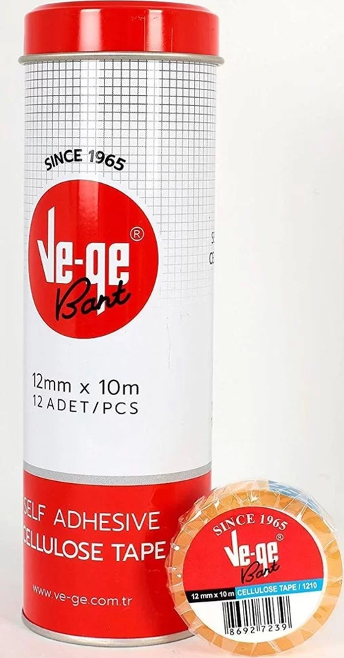 VeGe Selefon Cellulose Bant (12 1i Paket - 12 mm x 10 m)