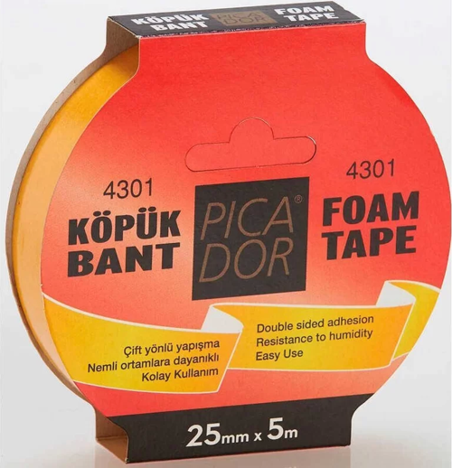 ÇİFT TARAFLI KÖPÜK BANT 25mmx5m ASKILI (KO003)