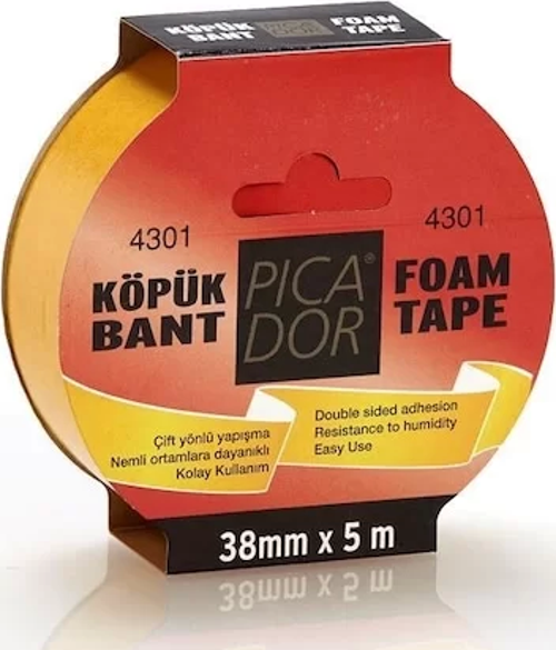 ÇİFT TARAFLI KÖPÜK BANT 38mmx5m ASKILI (KO004)