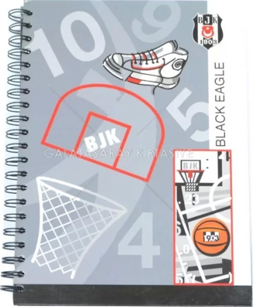BJK A4 Spiralli Defter Sert Kapak - Gri (Çizgili)