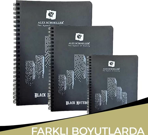 Black Notebook Siyah Defter Spiralli 120g 60 Yaprak