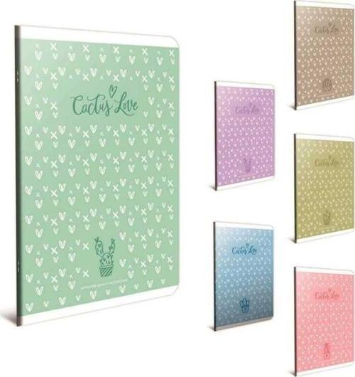 Cactus Love Tel Dikişli Plastik Kapak Kareli Defter A4 60 Yaprak