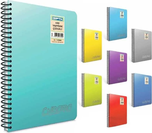 Chromo Double Metal Spiralli Çizgili Defter A4 100 Yaprak