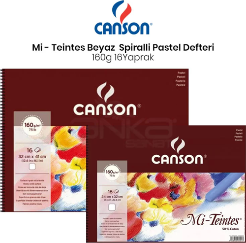 Mi-Teintes Beyaz Pastel Defteri Spiralli 16 Yaprak 160g