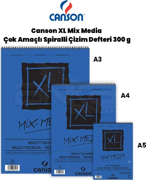 XL Mix Media Çok Amaçlı Spiralli Çizim Defteri 300g
