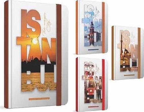 İstanbul 13x21cm İplik Dkş. Sert Kapak Def. 120 Yp.Çizgili