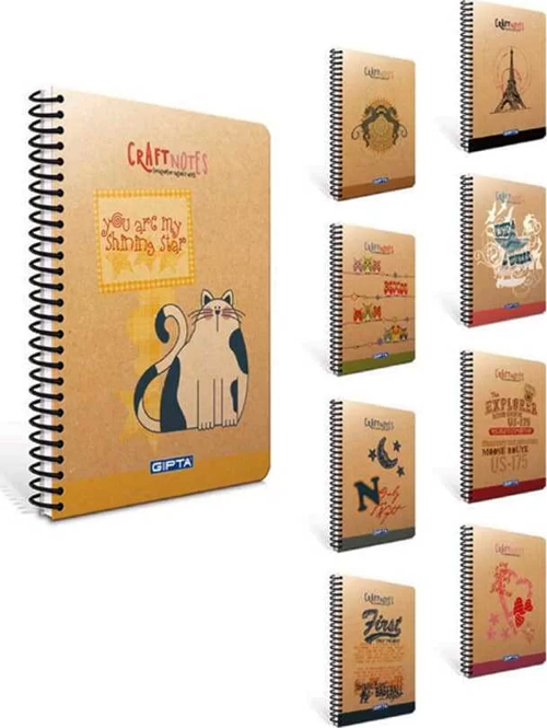 Kraft Spiralli Sert Kapak Defter A4 100 Yaprak Kareli