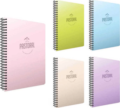 Pastoral Defter Spiralli Plastik Kapak 17x24 72 Yaprak Kareli
