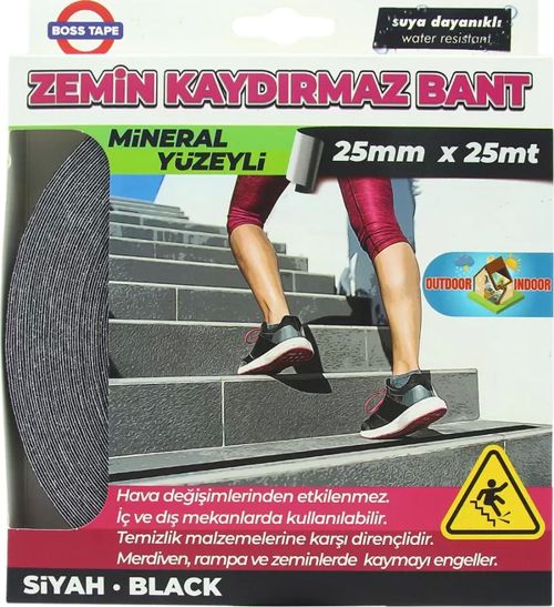 2879 ZEMİN MERDİVEN KAYDIRMAZ BANT 25mmx25m SİYAH