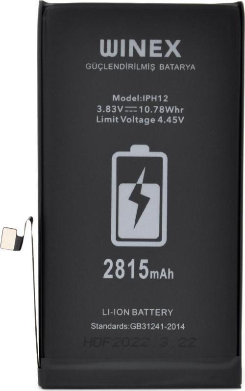 Winex İphone 12 Uyumlu Güçlendirilmiş Premium Batarya