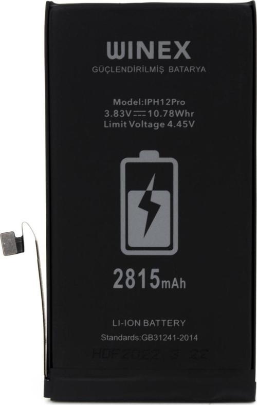 Winex İphone 12 Pro Uyumlu Güçlendirilmiş Premium Batarya