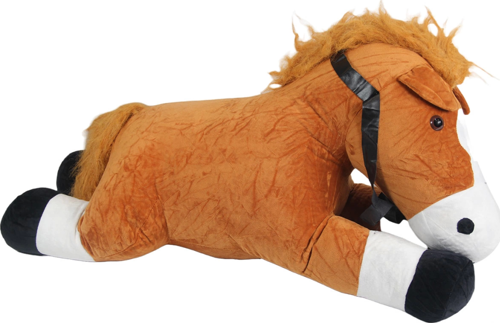 Peluş Yatan Kahverengi At 75 Cm.