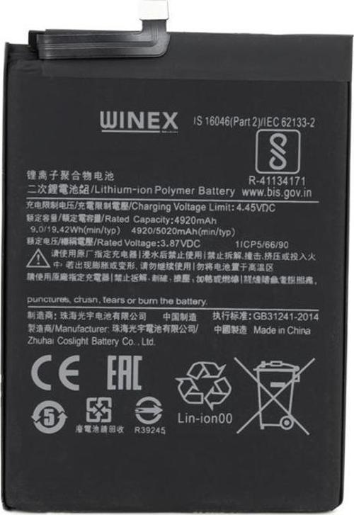 Winex Redmi Note 9 Pro Uyumlu Güçlendirilmiş Premium Batarya BN53