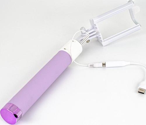 2023 Yeni Type-C to 3.5mm Jack Dönüştürücü 270 Derece Dönebilen Premium Selfie Çubuğu Lila