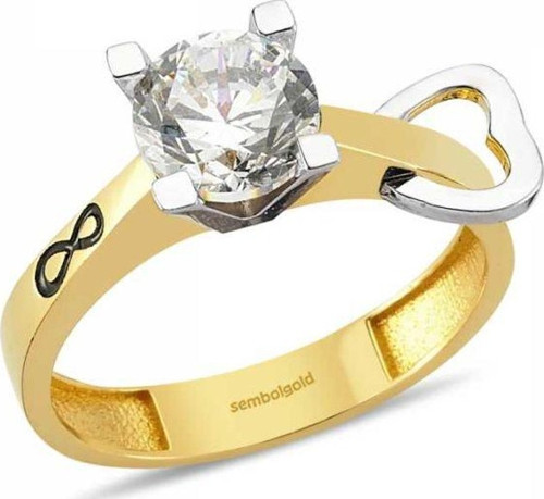 Altın Tektaş Yüzük Özel Tasarım Swarovski