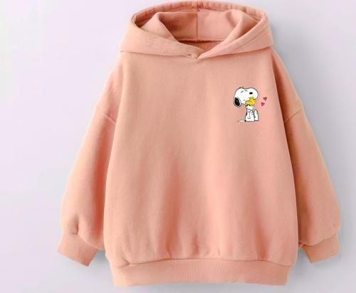 KIZ ÇOCUK SNOOPY BASKILI KAPÜŞONLU MANŞETLİ SWEATSHİRT