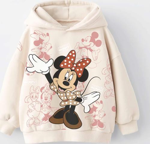 KIZ ÇOCUK MİNNİE BASKILI KAPÜŞONLU MANŞETLİ SWEATSHİRT