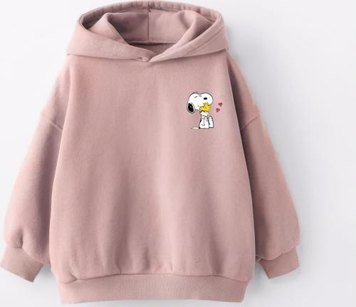 KIZ ÇOCUK SNOOPY BASKILI KAPÜŞONLU MANŞETLİ SWEATSHİRT