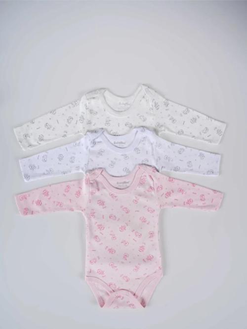 BABYTOO 3'LÜ KARIŞIK DESENLİ UZUN KOLLU BEBEK ÇITÇITLI BADİ