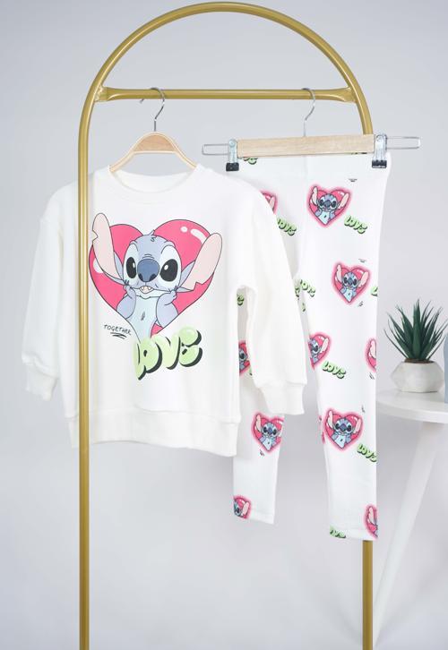 KIZ ÇOCUK STITCH MODELLİ TAYTLI PAMUK EŞOFMAN TAKIM