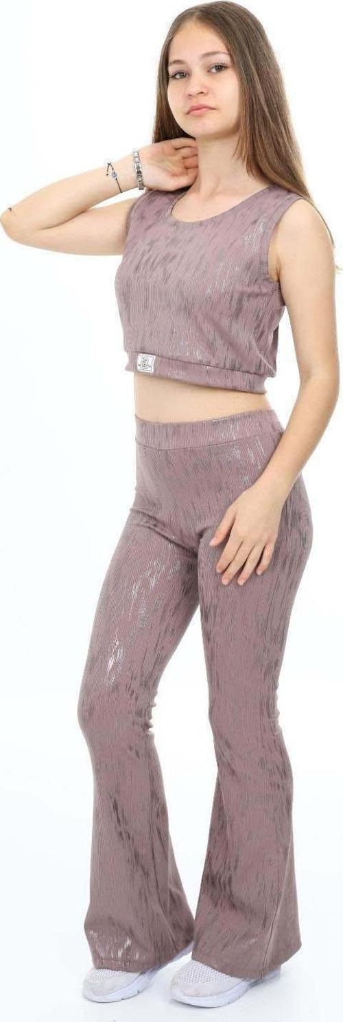 KIZ ÇOCUK KALIN ASKILI TİŞÖRT MODELLİ İSPANYOL PAÇA TAYTLI TAKIM