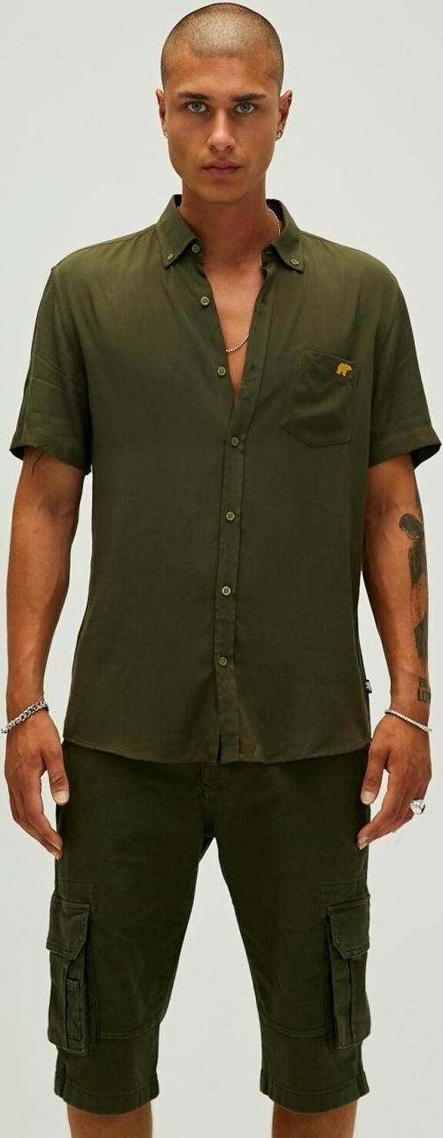 Frank Shirt Haki Yeşil Kısa Kollu Erkek Gömlek
