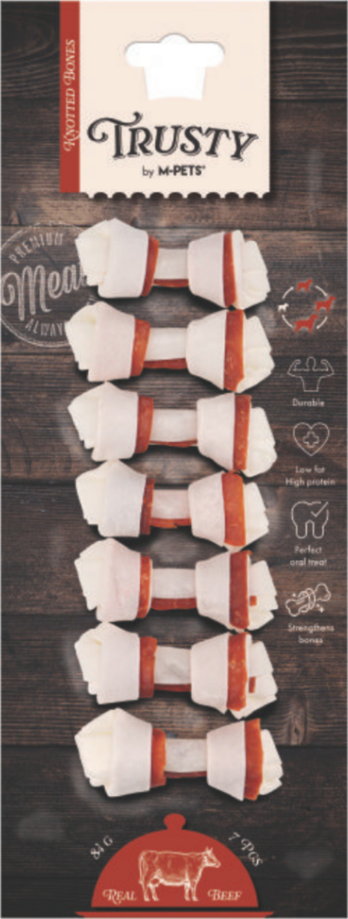 Trusty Beef Düğümlü Kemik Köpek Ödülü 7 Li 84 Gr