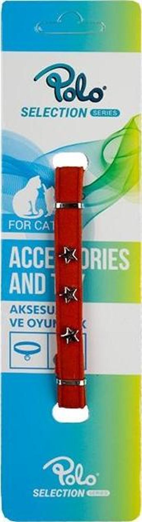 Netx Polo Zilli Yıldızlı Kadife Kedi Boyun Tasması Turuncu