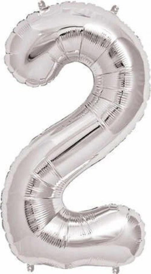 40 Cm Gümüş Renk Folyo Balon 2 Rakamı