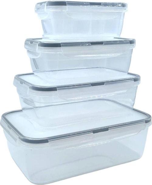 4Lü Iç Içe Sızdırmaz Contalı Kilitli Kapaklı Plastik Erzak Saklama Kapları Lc315
