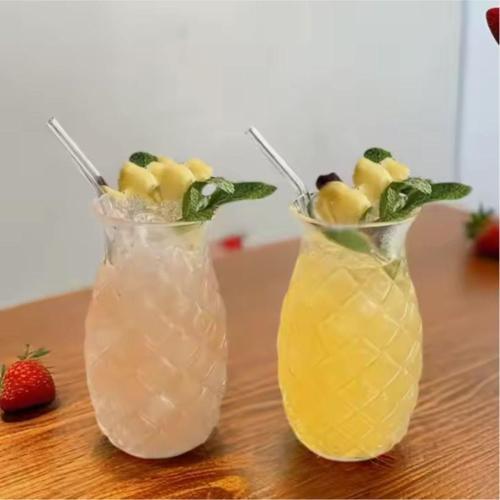 Ananas Desen Cam Soğuk Kahve Ve Meşrubat Sunum Bardağı 2 Adet
