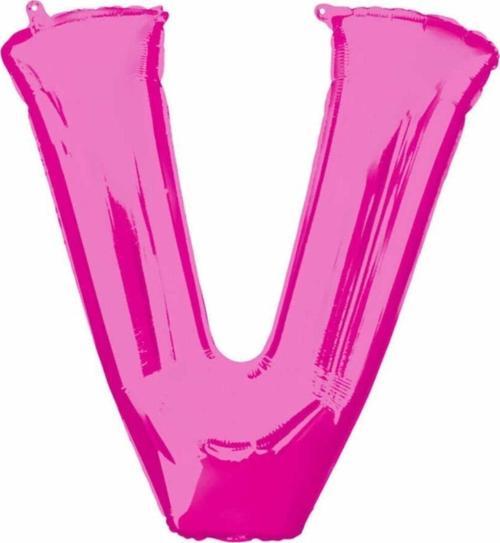 1 Metre Pembe V Harfi Folyo Harf Balon Pembe Folyo Balon V Harf Balon Anlara Özel Balon V